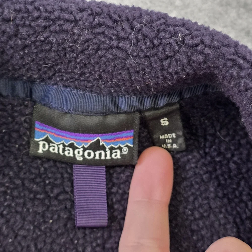 Vintage 90s Patagonia Synchilla Fleece Vest Mens Small Purple Full Zip USA Made